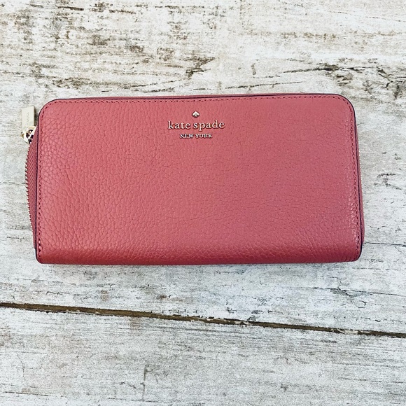Kate Spade POMAGRANATE Pink pebble leather large continental wallet